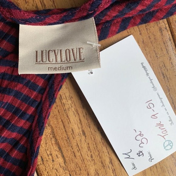 LUCY LOVE Boutique Red & Blue Stripe Charlise Tank Top size MEDIUM 🆕 - Picture 3 of 12